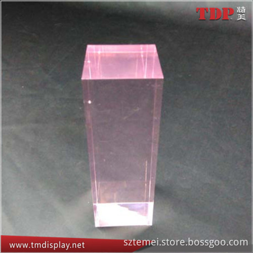 Clear Plexiglass Rectangle Pink Block Lucite Pink Paperweight
